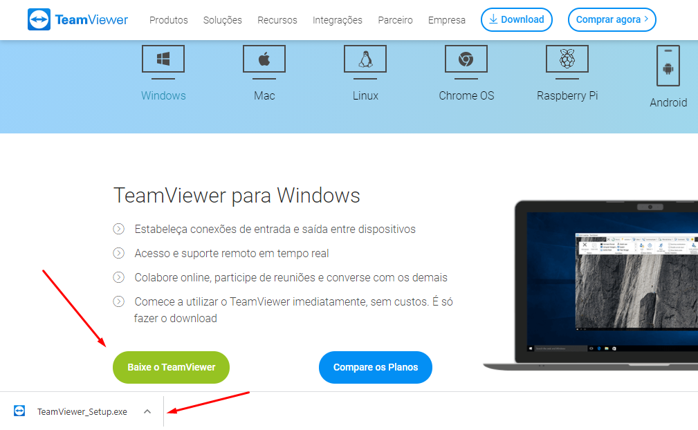 Passo 1 - Baixando o Team Viewer e Executando Instalação